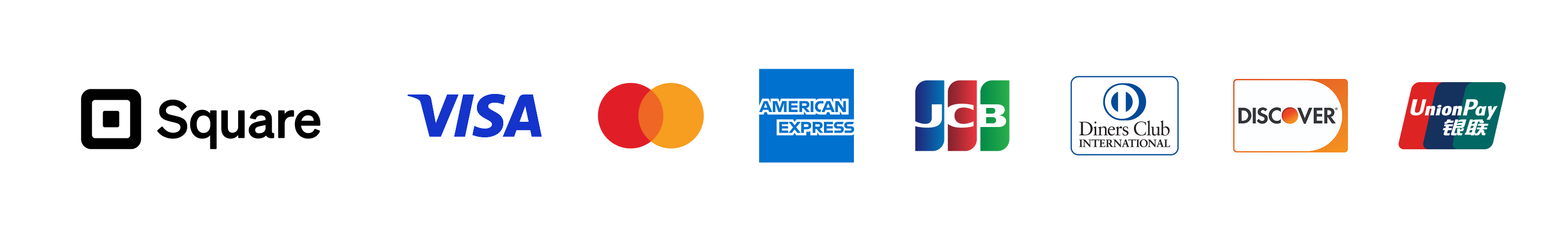 Square 決済 — VISA / Mastercard / American Express / JCB / Diners Club / Discover / UnionPay
